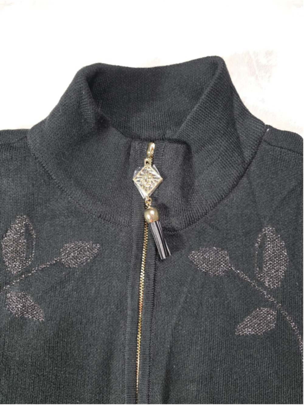 Anne Klein Women's M Black Metallic Floral Poncho Cape Luxury Boho Chic NWT - Picture 6 of 12